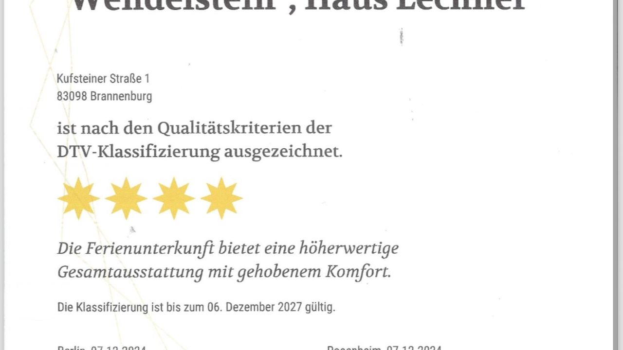 Klassifierung Fewo Wendelstein Klassifierung Fewo Wendelstein